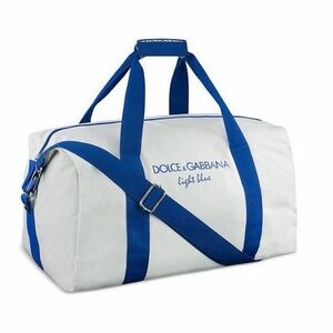 Dolce & Gabbana Men's White Duffel Bag with Blue Straps